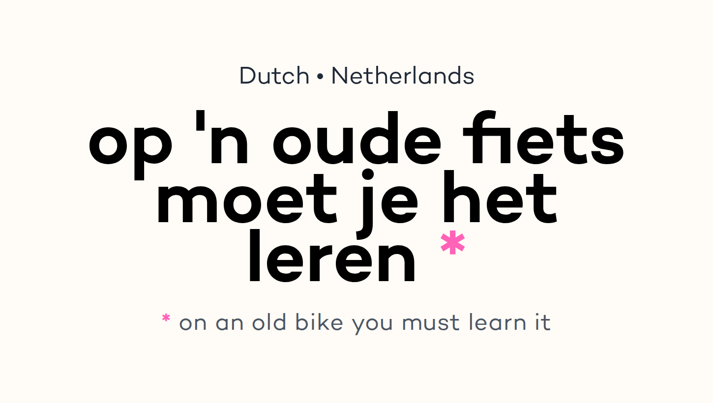 op 'n oude fiets moet je het leren